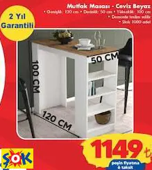 TİAMOB MUTFAK MASASI - CEVİZ BEYAZ